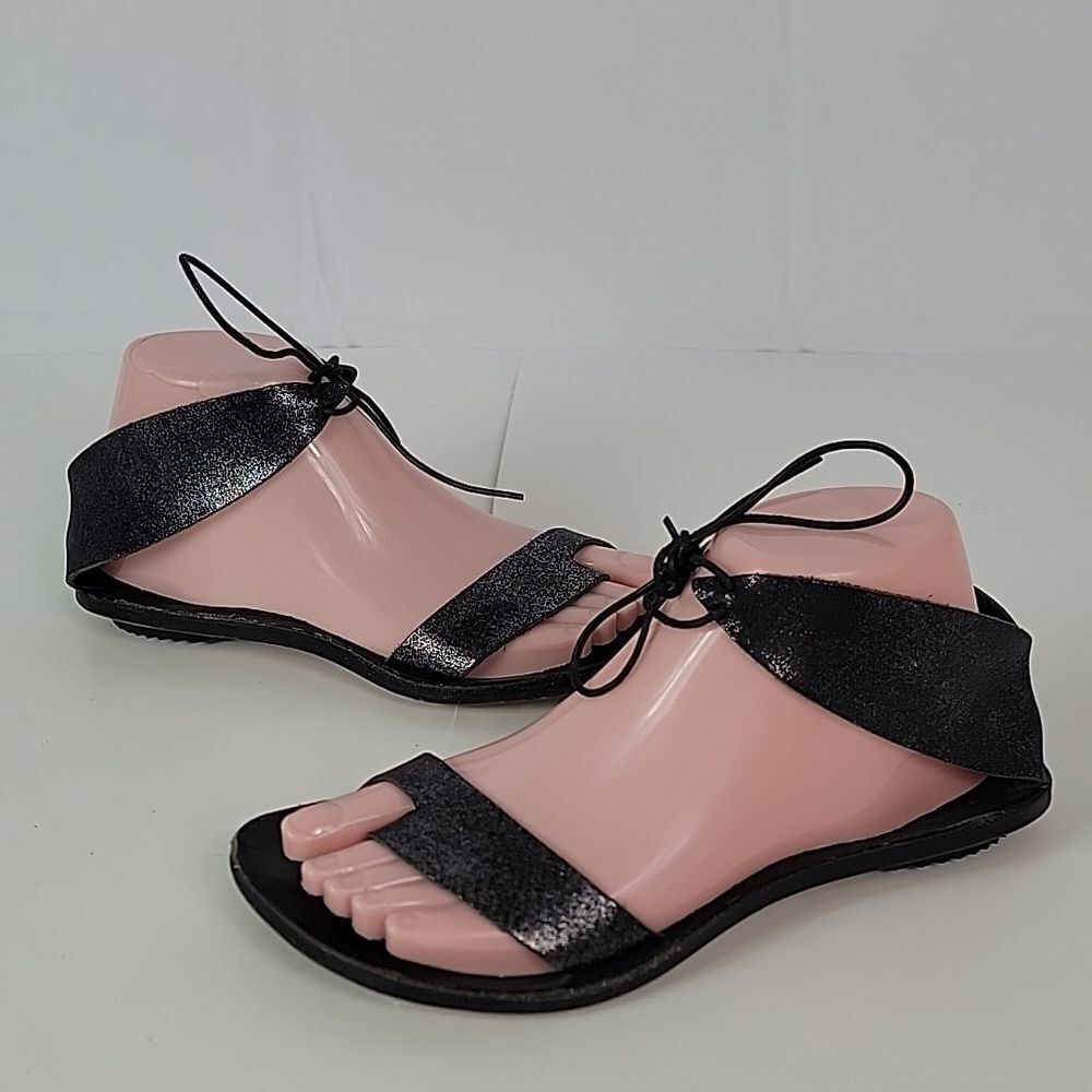Cydwoq Copy Black Metallic Leather Women's Sandals - Picture 5 of 13